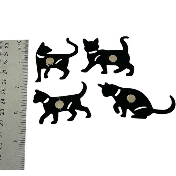 Collections Etc Black Cat Silhouette Novelty Refrigerator Magnets Set of 4 - Picture 5 of 5